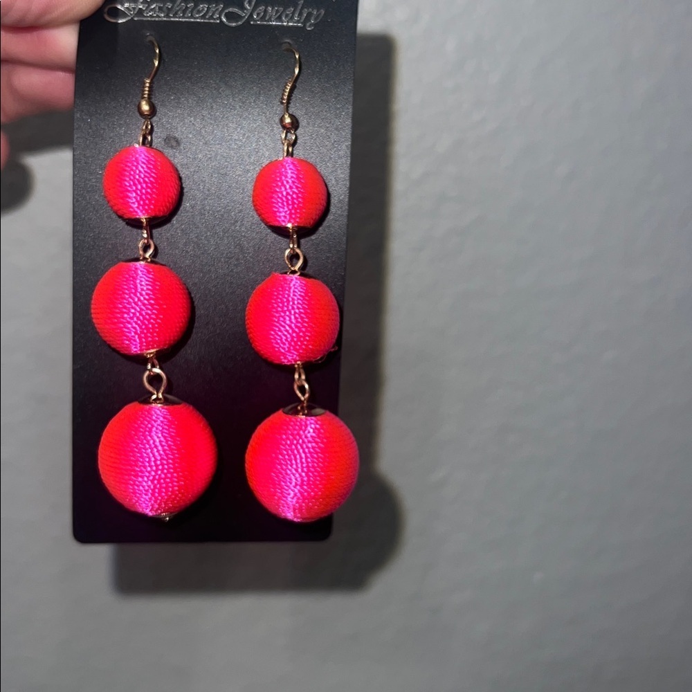 Vibrant Pink Dangle Earrings